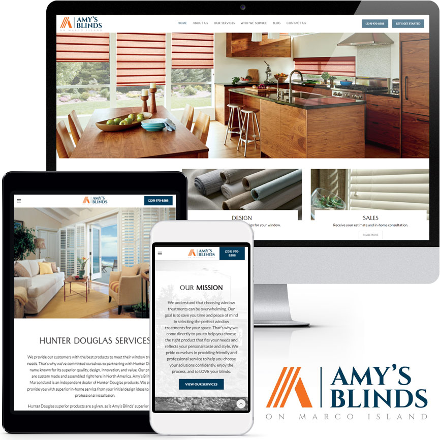 2020 WordPress Blinds Website Design Portfolio: Amy's Blinds | RGB Internet Systems, a Florida Website Design Company