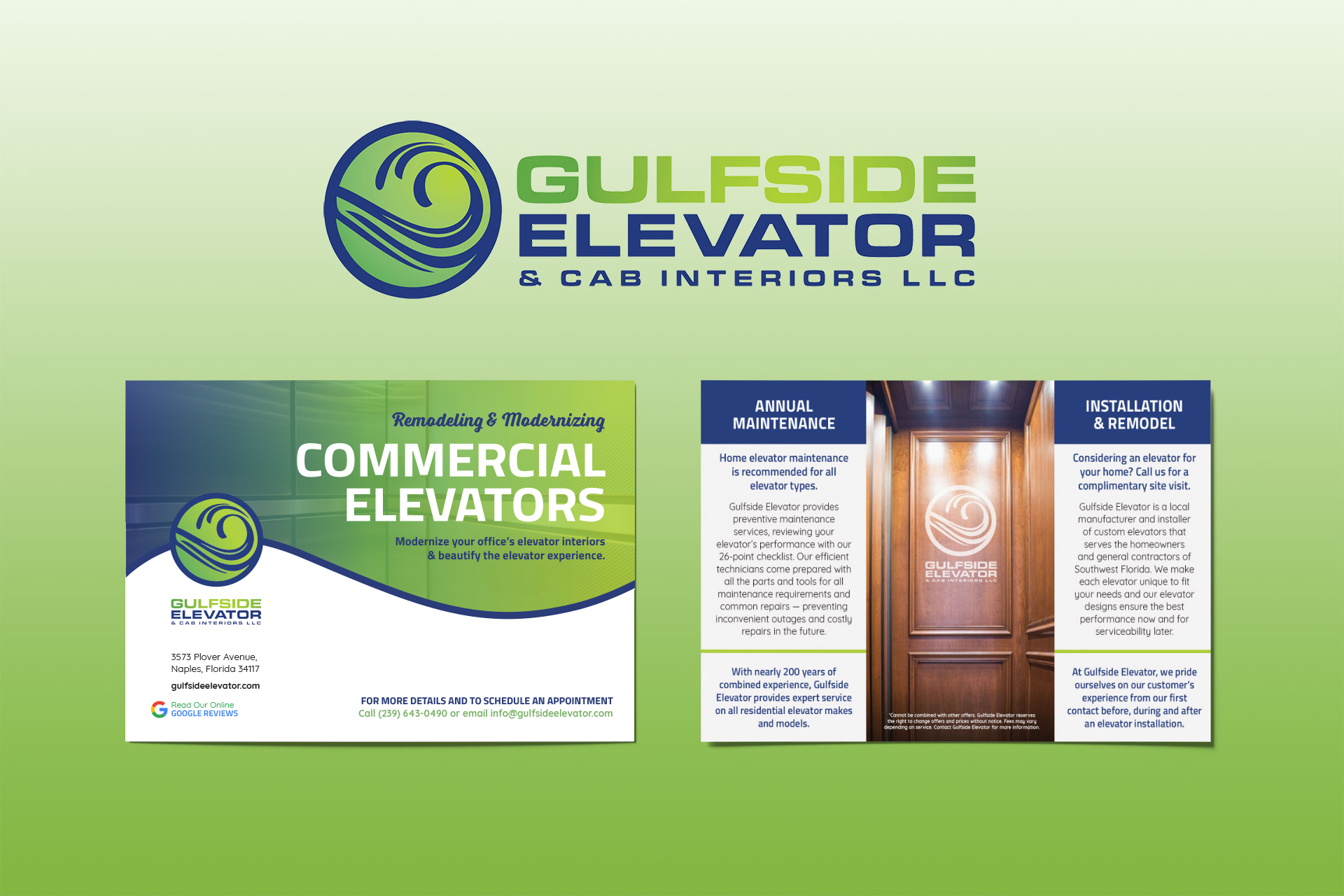 Graphic Design Portfolio Featured Business: Gulfside Elevator | RGB Internet Systems
