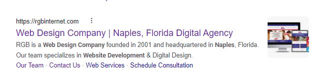 Thumbnail Image on Google Search | website design company naples, florida